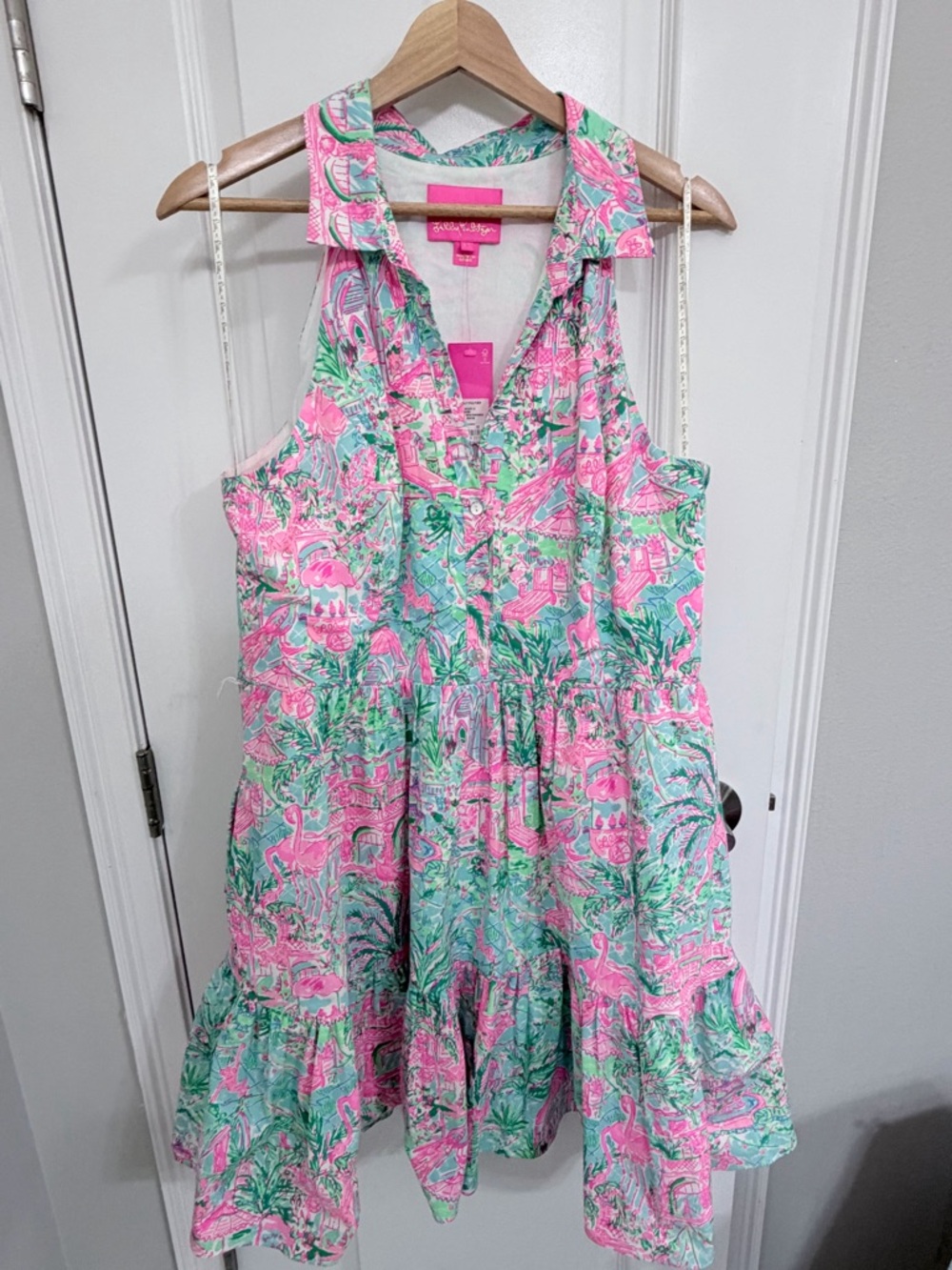 Lilly Pulitzer Pink & Aqua Tropical Print Sleeveless Sundress